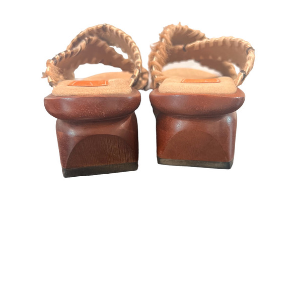 Jim Barnier Wooden Heel Clog Crossover Copper Must Women Size 8 Platform Sandals - Picture 6 of 10